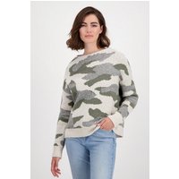 Monari Sweatshirt Pullover, frozen green gemustert von monari