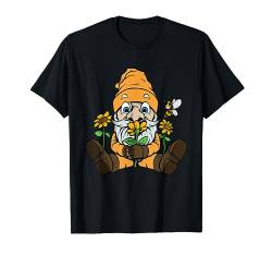 Gartenzwerg mit Sonnenblumen Garten T-Shirt von monkä