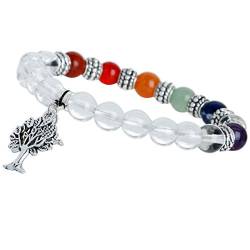 mookaitedecor Baum des Lebens 7 Chakras Stein Armband Heilung Crystal Echte Edelsteine Bead Birthstone Stretch Armband für Damen Herren von mookaitedecor