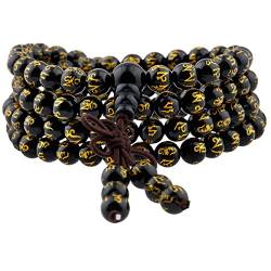 mookaitedecor Edelstein elastisches Armband mit 108 Perlen, Buddhistische Tibetische Gebetskette, Buddha Mala Kette Halskette für Kristall Reiki Chakra & Heilung von mookaitedecor