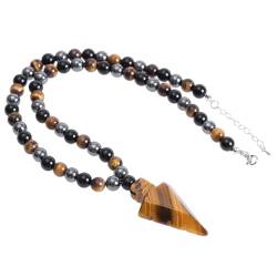 mookaitedecor Natürlichen Heilung Kristall Halskette für Männer, Verstellbare Amulett Kristall Stein Perlen Anhänger Halskette von mookaitedecor