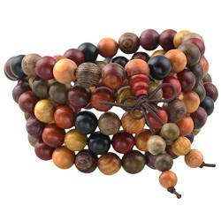mookaitedecor elastisches Holz Armband mit 108 Perlen, Buddhistische Tibetische Gebetskette, Buddha Mala Kette Halskette für Yoga & Meditation von mookaitedecor