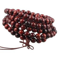 mookaitedecor elastisches Holz Armband mit 108 Perlen, Buddhistische Tibetische Gebetskette, Buddha Mala Kette Halskette für Yoga & Meditation von mookaitedecor