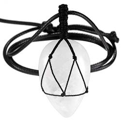 mookaitedecor poliert Teardrop Energie Stein Anhänger Halskette für Frauen Männer, Heilung Kristall handgewebte Seil geflochtene Halskette für Chakra Reiki Bergkristall von mookaitedecor