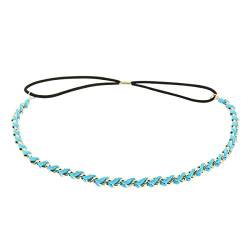 Blaues Damen Haarband - Goldenes Suede Geflochtenes Hairband, Samtaspekt - Einheitsgrößer Dünnes Stirnband - Hochzeit Vintage Headband - Original Look Boho, Hippie von moonbow