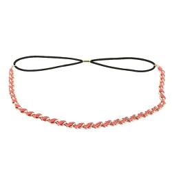 Moonbow Haarband für Damen, Koralle, goldfarben, geflochten, Velours-Optik, schmal, Einheitsgröße, Kopfband, Hochzeit, Vintage, Boho-Look, Boho, Hippie Chic von moonbow