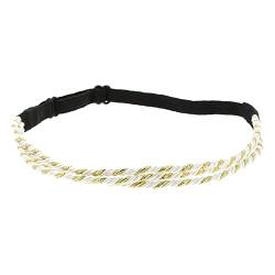 Weißes und Goldenes Glänzendes Verdrehtes Haarband - Original Damen Hairband - Dünnes Geflochtenes elastisches Stirnband einstellbare Größe - Hochzeit oder Party Boho und Hippie Headband von moonbow