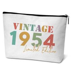 mopiuz Bunte Vintage-Make-up-Tasche von 1954, Geschenk zum 70. Geburtstag für Frauen, 70 Jahre alte Geburtstagsgeschenke, Make-up-Tasche für Mädchen, Freundin, Tochter, Schwester, Teenager, Nichte, von mopiuz