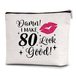 mopiuz Make-up-Tasche, Geschenke für 80 Jahre alt, 80. Geburtstag, Geschenke für Frauen, Kosmetik-Reisetasche, Happy Birthday Geschenke für Frauen, Mutter, Ehefrau, Freundin, Tante - A20, von mopiuz