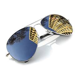 Damen Herren Sonnenbrillen Mode Pilot-Stil Rundes Silber Spiegeln Linse Unisex MFAZ Morefaz Ltd von morefaz