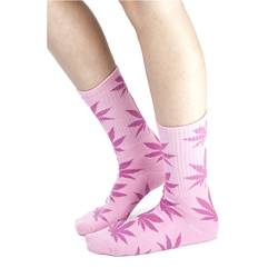 morefaz Socken Ganja Blatt Einmalige Anlage Weed Blatt drucken Unisex Baumwolle hohe Crew Athletische Rasta MFAZ Ltd (Socks Pink) von morefaz