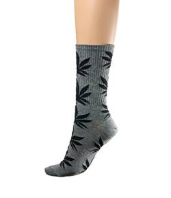 morefaz Socken Ganja Blatt Einmalige Anlage Weed Blatt drucken Unisex Baumwolle hohe Crew Athletische Rasta MFAZ Ltd Socks Gray Black von morefaz