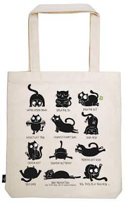 moses Ed, the Cat Shopper Cat Yoga | Maße: 42 x 39 x 3 cm | 100% Baumwolle | Beutel zum Einkaufen von moses