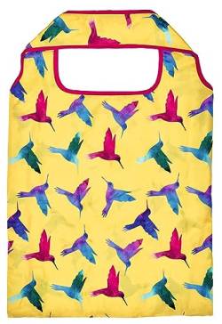 moses Shopper Birds | Größe der Tasche ca. 40 cm x 66 cm | aus recyceltem PET | Beutel zum Einkaufen mit buntem Vogel-Muster von moses