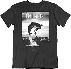 Free Willy 90S Movie T Shirt Funny Cotton Tee Vintage Gift for Men Women Black T-Shirts & Hemden(Small) von motor