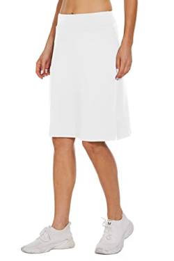 movvoche Damen 50,8 cm knielange Skorts Röcke bescheidener langer athletischer Golf Casual Tennisrock, Weiß, Groß von movvoche
