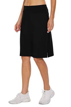 movvoche Damen 50,8 cm knielange Skorts Röcke bescheidener langer athletischer Golf Casual Tennisrock, schwarz, XX-Large von movvoche