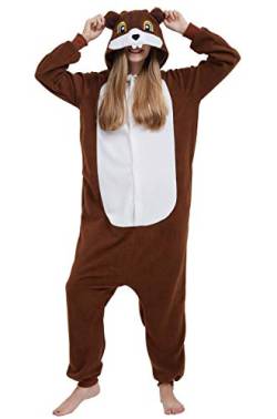 mrkrer Tier-Einteiler für Damen, Erwachsene, Halloween, Pyjama, Cosplay-Kostüm, mit Kapuze, Eichhörnchen, M von mrkrer