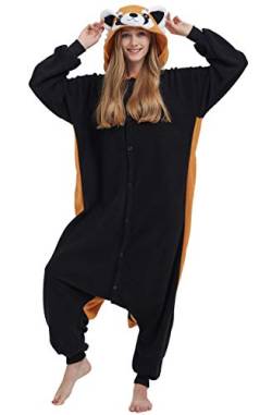 mrkrer Tier-Einteiler für Damen, Erwachsene, Halloween, Pyjama, Cosplay-Kostüm, mit Kapuze, Waschbär, L von mrkrer