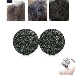 Spartan - Gray Hair Reverse Bar, Grau Glanz Seife, Natural Hair Darkening Shampoo Bar, Grau Glanz Haar Revitalisierungsbar, Reverse Grey Hair Bar Shampoo, GrauGlanz Schwarze Seife (2PCS) von mugeleen