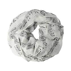 mugesh Rund-Schal Notenzeile weiß-schwarz groß - Schönes Geschenk für Musiker von mugesh
