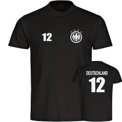 multifanshop® Herren T-Shirt - Deutschland - Adler Retro Trikot 12 - Druck weiß - Wappen Männer Fanartikel - Größe M schwarz von multifanshop