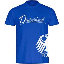 multifanshop® Herren T-Shirt - Deutschland - Adler seitlich - Druck weiß - Wappen Männer Fanartikel - Größe XL blau von multifanshop