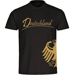 multifanshop® Herren T-Shirt - Deutschland - Adler seitlich Gold - Druck Gold metallic - Wappen Männer Fanartikel - Größe 4XL schwarz von multifanshop