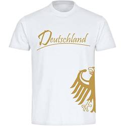 multifanshop® Herren T-Shirt - Deutschland - Adler seitlich Gold - Druck Gold metallic - Wappen Männer Fanartikel - Größe XL weiß von multifanshop