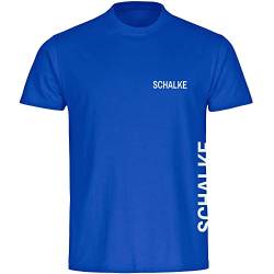 multifanshop® Herren T-Shirt - Schalke - Brust & Seite - Druck weiß - seitlich Männer Fanartikel - Größe 4XL blau von multifanshop