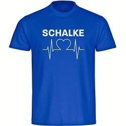 multifanshop® Herren T-Shirt - Schalke - Herzschlag - Druck weiß - Love Männer Fanartikel - Größe XXL blau von multifanshop