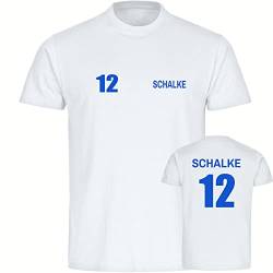 multifanshop® Kinder T-Shirt - Schalke - Trikot 12 - Druck blau - 12. Mann Boy Girl Fanartikel - Größe 176 weiß von multifanshop