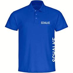 multifanshop® Poloshirt - Schalke - Brust & Seite - Druck weiß - seitlich Polo Fanartikel - Größe XL blau von multifanshop