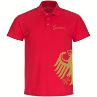 multifanshop Poloshirt Deutschland - Adler seitlich Gold - Polo von multifanshop