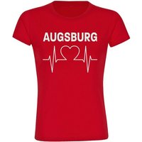 multifanshop T-Shirt Damen Augsburg - Herzschlag - Frauen von multifanshop