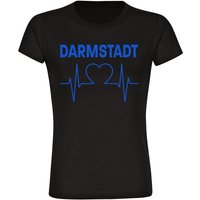 multifanshop T-Shirt Damen Darmstadt - Herzschlag - Frauen von multifanshop