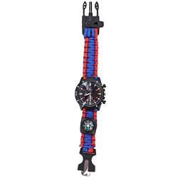 mumisuto Survival-Armbanduhr, 6 in 1 Paracord Survival-Armband Multifunktionale Outdoor-Ausrüstung für Mann und Frau Notfall-Überlebensaktivitäten Wandern Camping(rot und Blau) von mumisuto