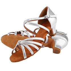 mumisuto Tanzschuh,PU-weiche Bequeme Latino-Schuhe Mode-Tanzschuh für Kinder Mädchen mit 4cm hohem Absatz(31-Silber) von mumisuto
