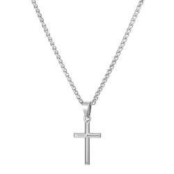 Kette Herren, Halskette mit Kreuz Anhänger für Herren, Silber Edelstahl Kreuzkette für Herren Damen, Cross Geschenk für Herren, 50cm von murtoo