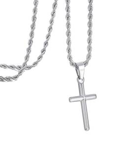 Kette Herren, Halskette mit Kreuz Anhänger für Herren, Silber Edelstahl Kreuzkette für Herren Damen, Cross Geschenk für Herren, 60cm von murtoo