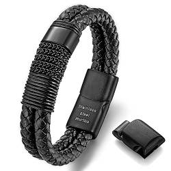 armband herren, lederarmband herren,armband herren leder, edelstahl armband, herren lederarmband,armband männer herren schmuck(schwarz,schwarz komplikation,22cm) von murtoo