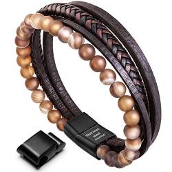 murtoo Armband Herren Leder Armband Naturstein Armband lederarmband Herren (23,achat,braun) von murtoo