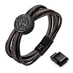 murtoo armband herren, lederarmband herren,armband herren leder, herren armband, braunes armband,kompass armband,schmuck herren(braun,schwarz,20cm) von murtoo