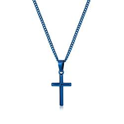 murtoo kette herren, halskette kette, kreuz kette, kreuzanhänger, edelstahl kette, geschenk herren(blau,S,50cm) von murtoo