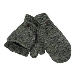 musimon Klapphandschuhe Handschuhe Fäustlinge Fäustel gestrickt Wolle gefüttert (grau, L) von musimon