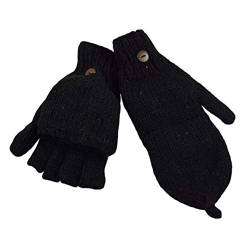 musimon Klapphandschuhe Handschuhe Fäustlinge Fäustel gestrickt Wolle gefüttert (schwarz, M) von musimon