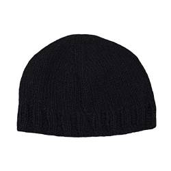 musimon Klassische Mütze Kappe gestrickt Naturwolle gefüttert (schwarz, XL) von musimon