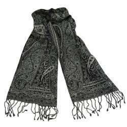 musimon Kleiner eleganter Schal 100% Wolle Paisley-Muster (anthrazit) von musimon