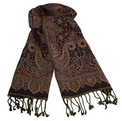 musimon Kleiner eleganter Schal 100% Wolle Paisley-Muster (terracotta) von musimon