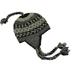 musimon Mütze Inka gestrickt Fleecefutter Naturwolle (grau schwarz, L) von musimon